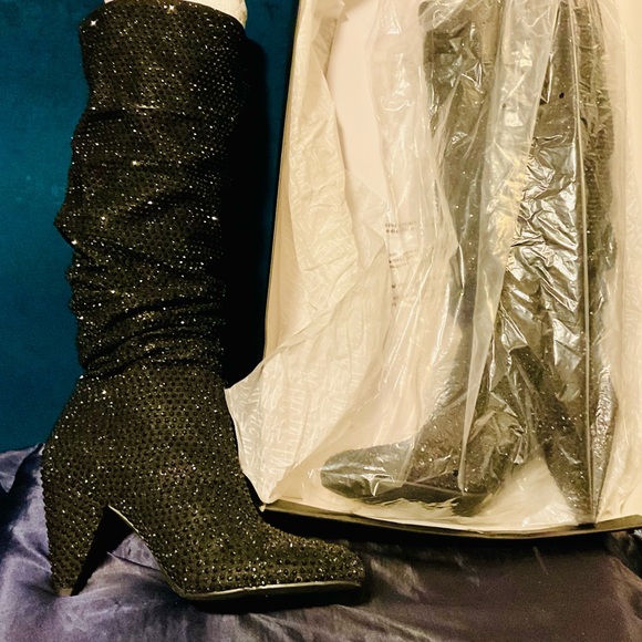 INC International Concepts Shoes - INC Black Bling rhinestone boots